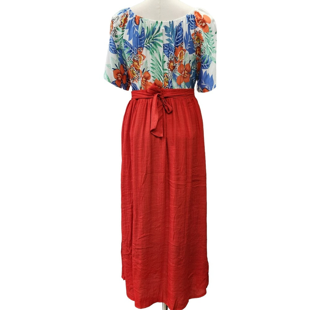 Rear view of red summer skirt