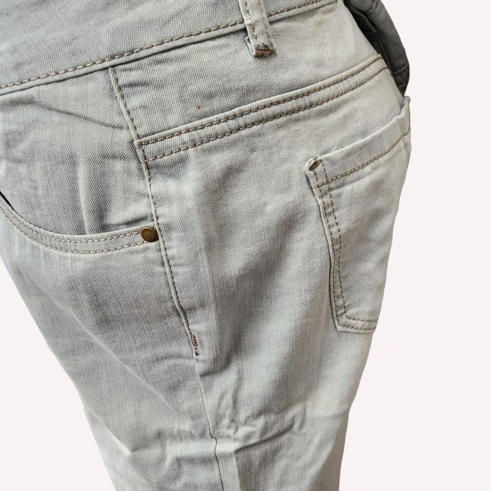 Side view of Light blue straight-cut jeans