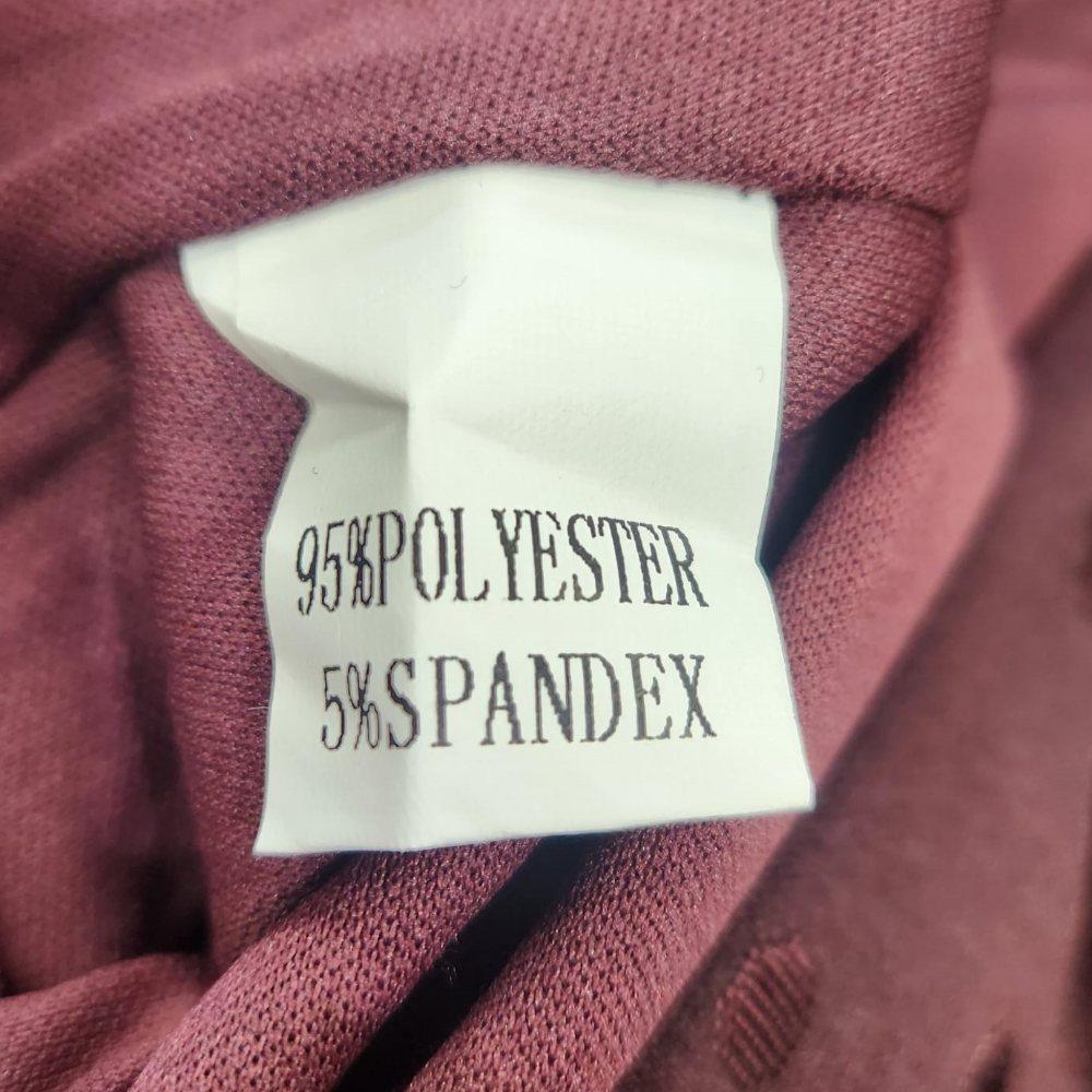 Composition tag on burgundy flared hemline skirt