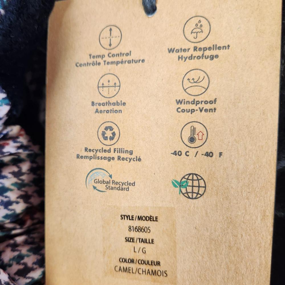 Tag 2 on houndstooth pattern winter jacket