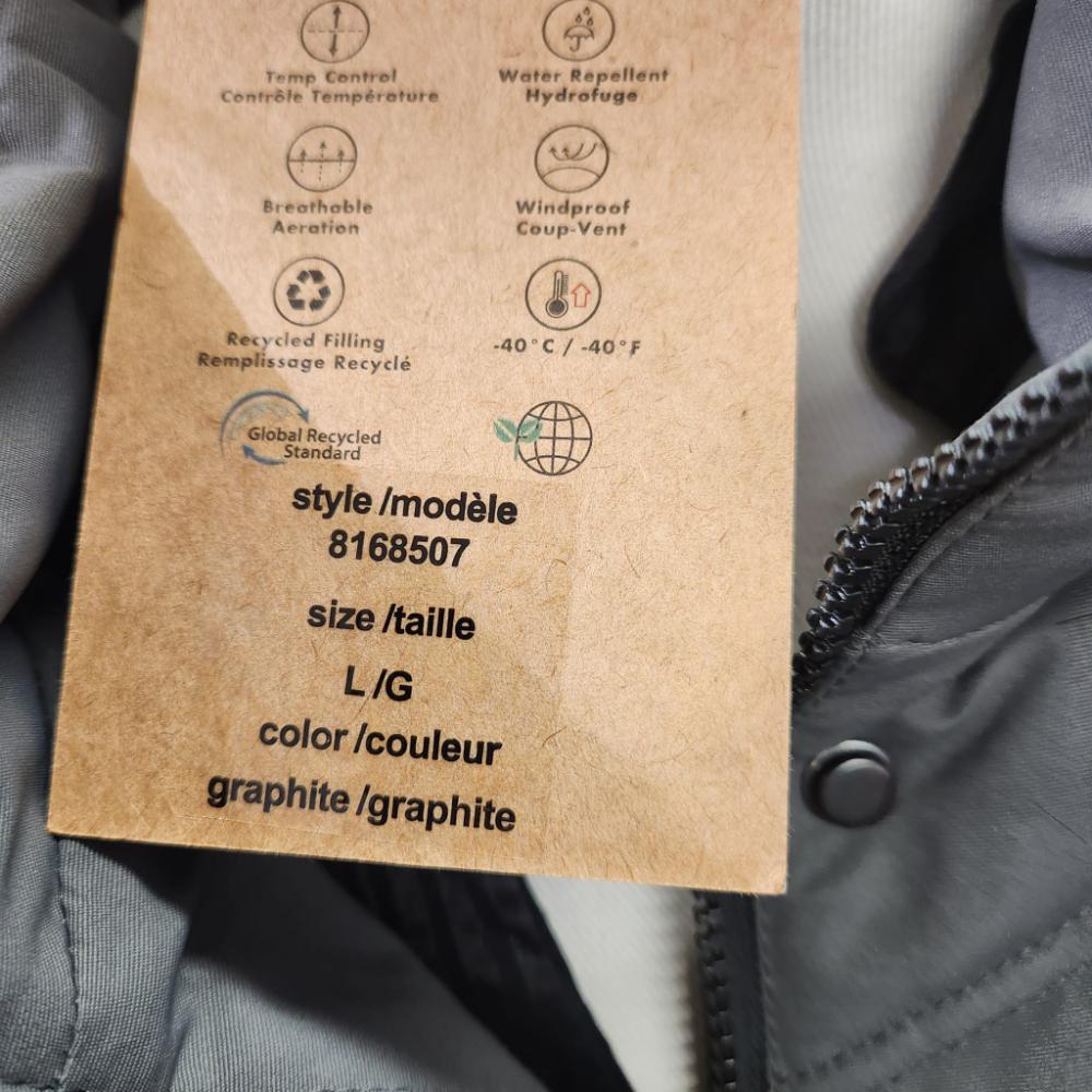 Tag 2 on graphite jacket