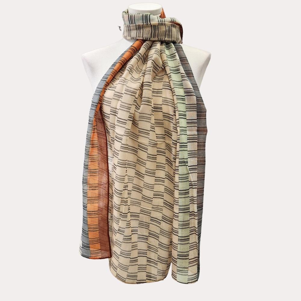 Rectangular graphic print summer scarf when opened