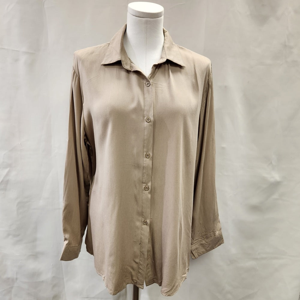 Front view of beige dress shirt