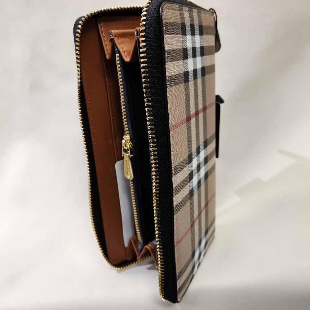 Alternative view of plaid patterned wallet