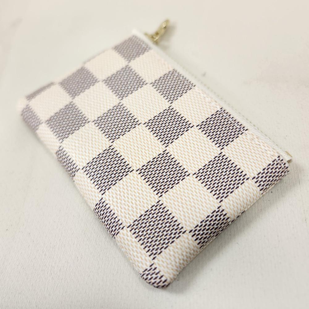 Alternative view of White with black checkered print coin purse