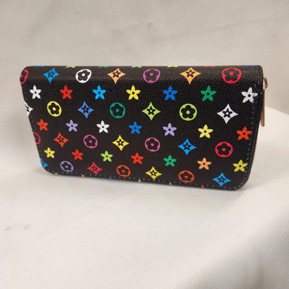 Alternative view of Brown wallet with multicolored floral pattern