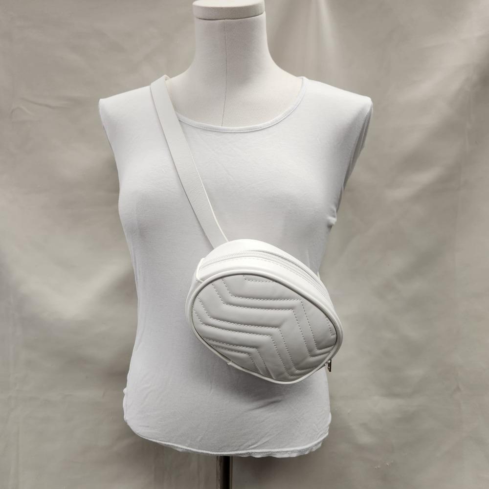 Trendy white belt with pouch