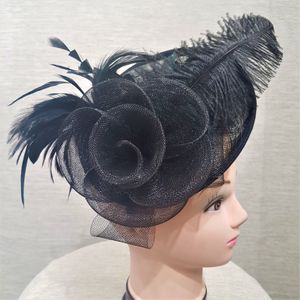 Black cambric with feathers fascinator