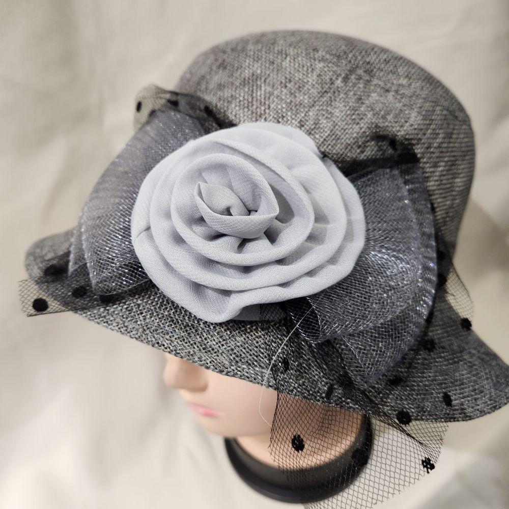 Top view of Cloche hat in grey