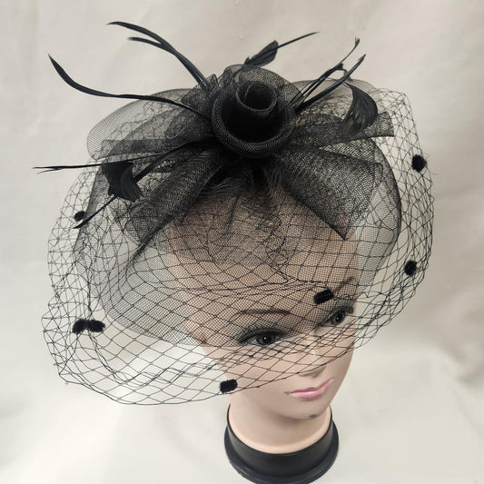 Classic black fascinator with veil