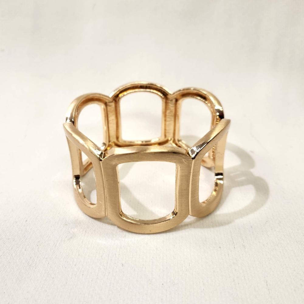 Alternative view of Modern design dull gold hinged bracelet