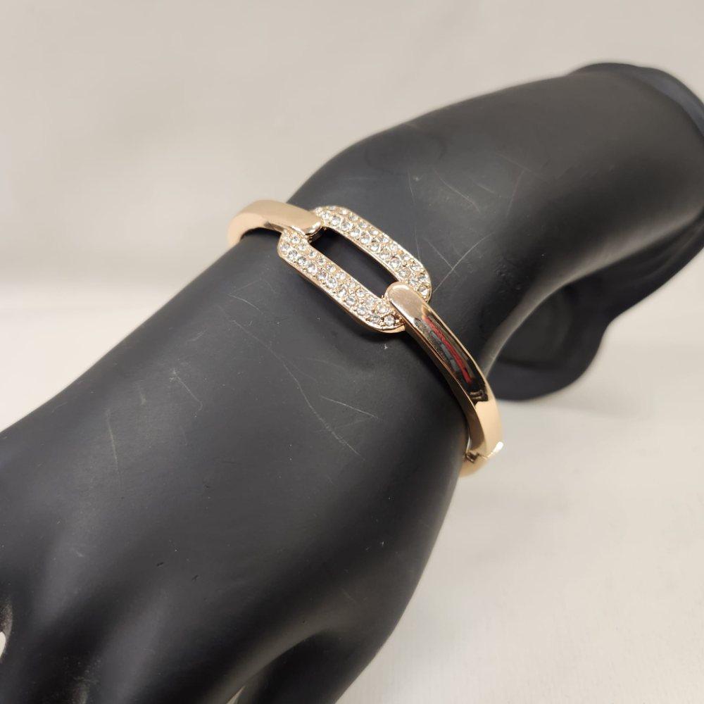 Another view of Gold bracelet with clear stones