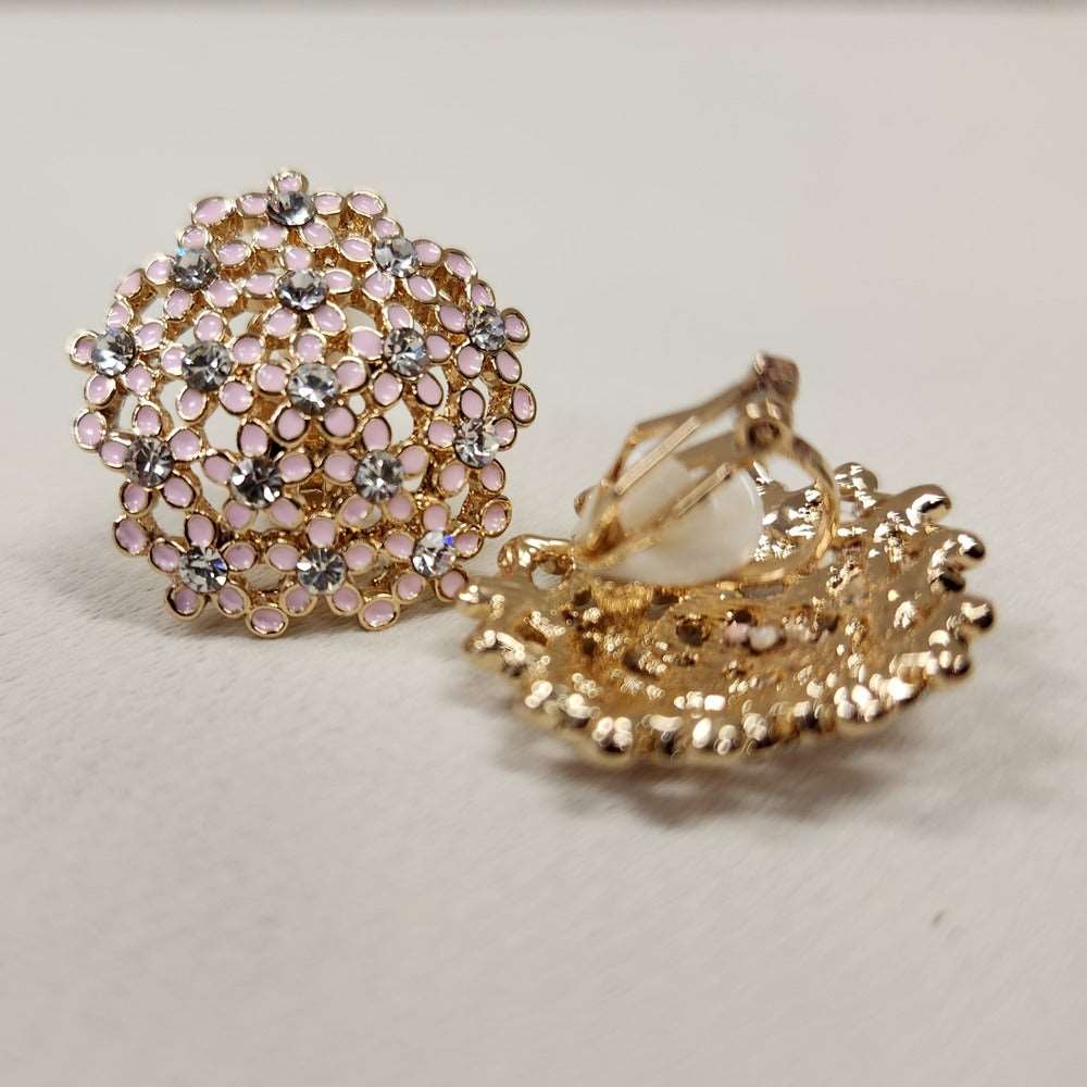 Another view of Flower bouquet clip on earrings