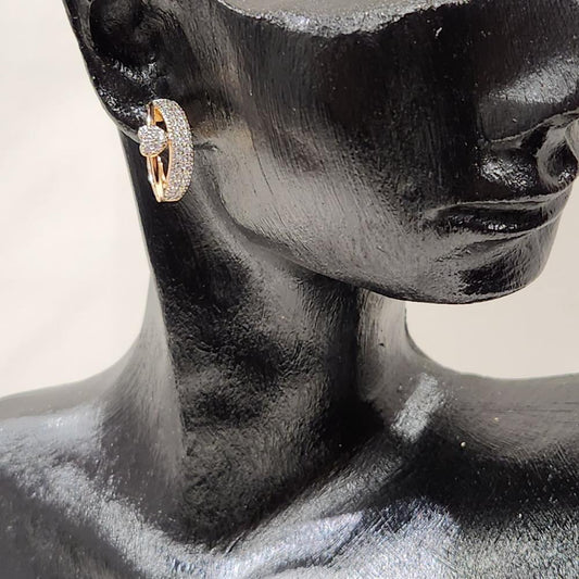 Front view of Small gold hoop earrings with stones