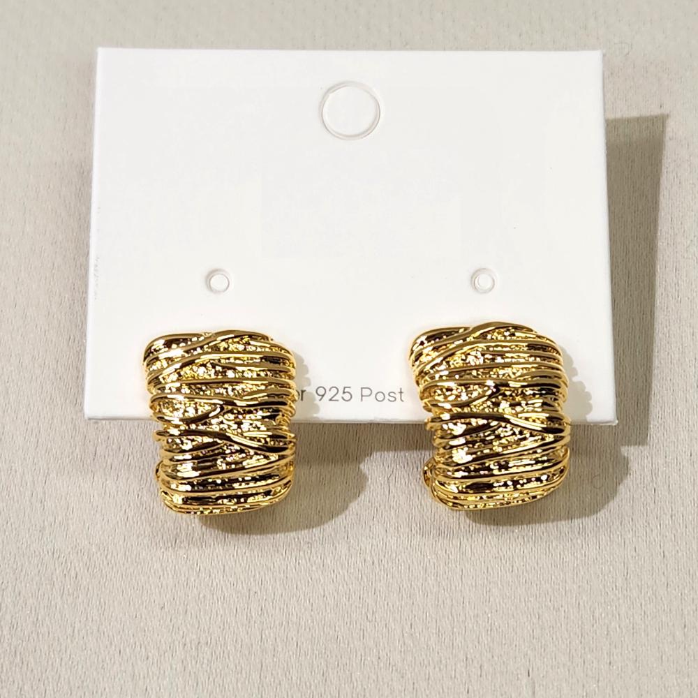 Alternative view of Textured open hoop earrings