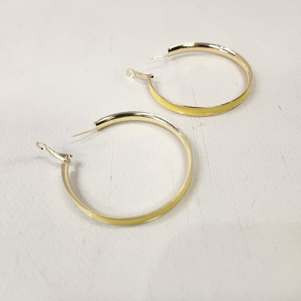 Omega back post of large hoops with yellow enamel coating