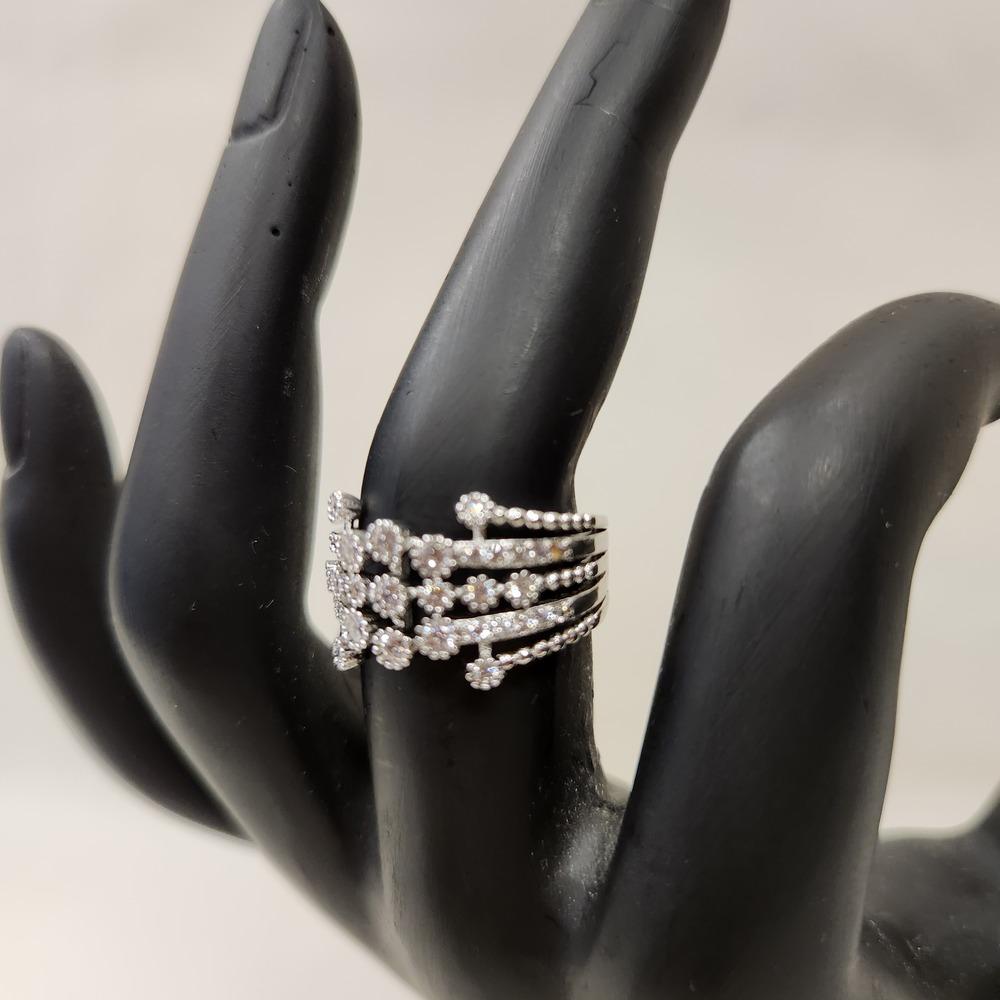 Side view of Classic multiple strand ring with cubic zirconia
