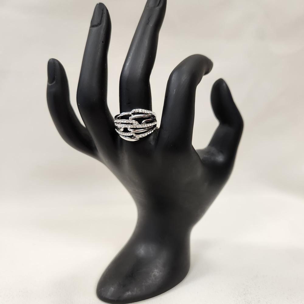 Multi strand modern silver hued colored ring