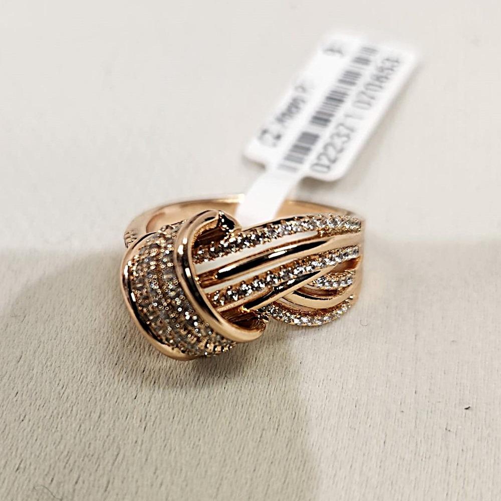 Alternative view of Rose gold knot ring with stones