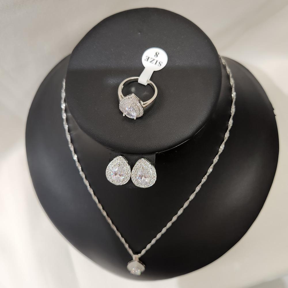 Silver tone set with size 8 ring