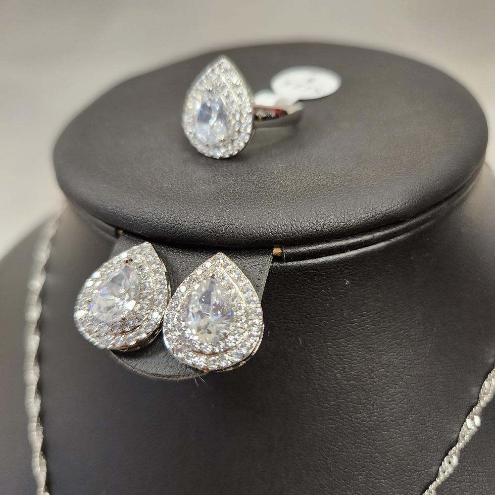 Detailed view of stud earrings