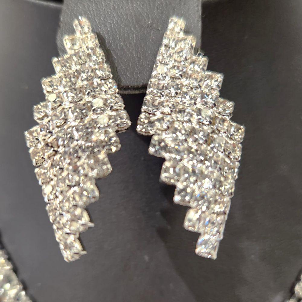 Detailed view of stud earrings