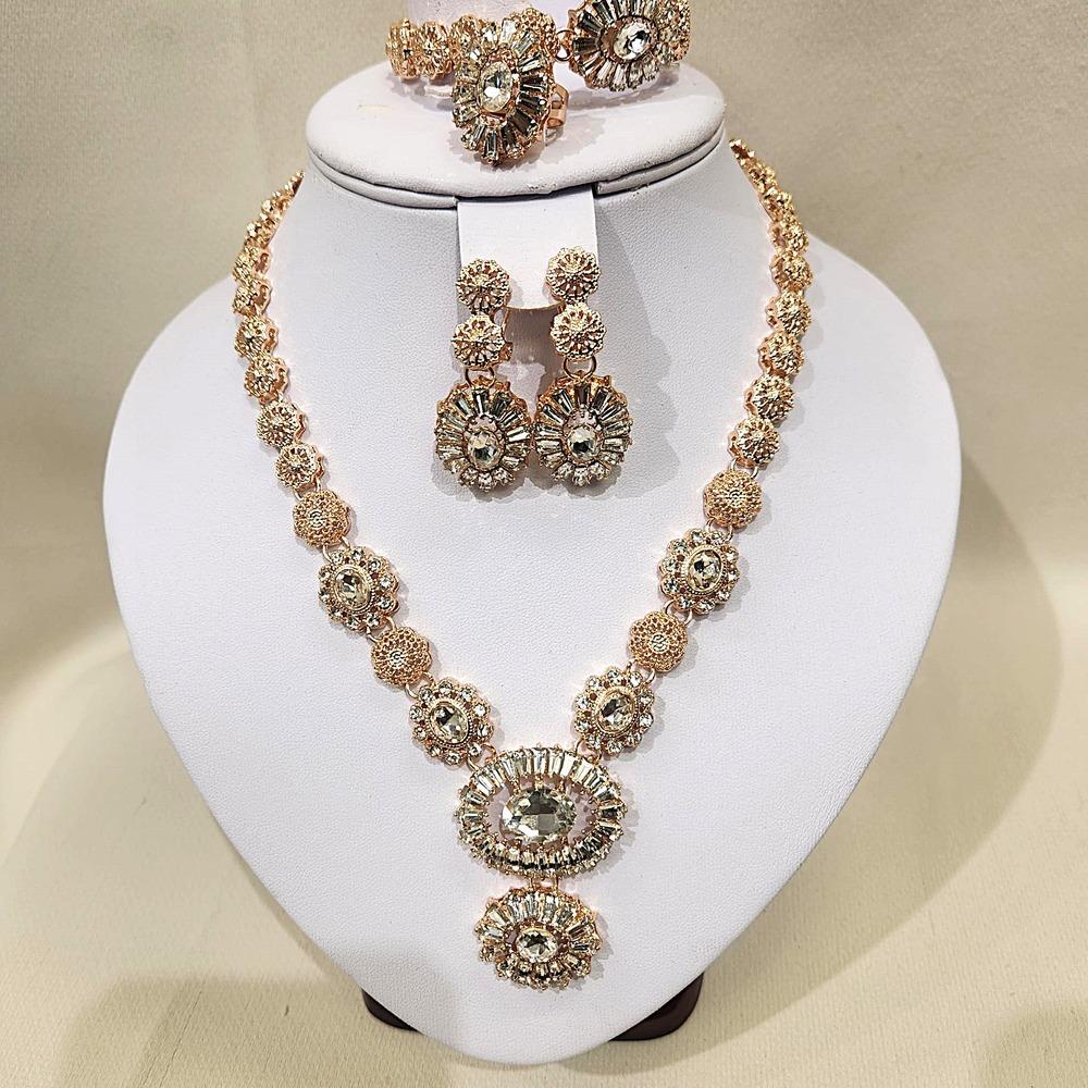 Five piece jewelry set with multi cut stones