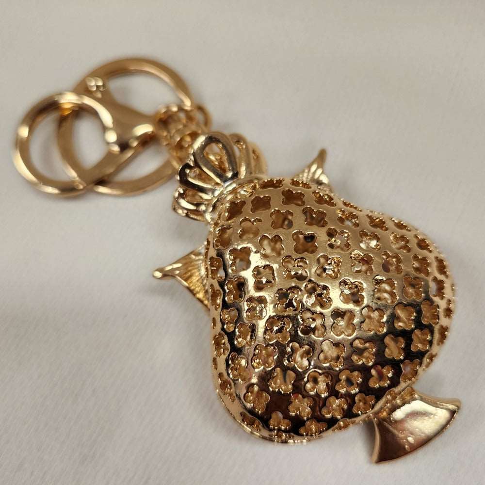 Colorful owl shaped purse charm reverse view