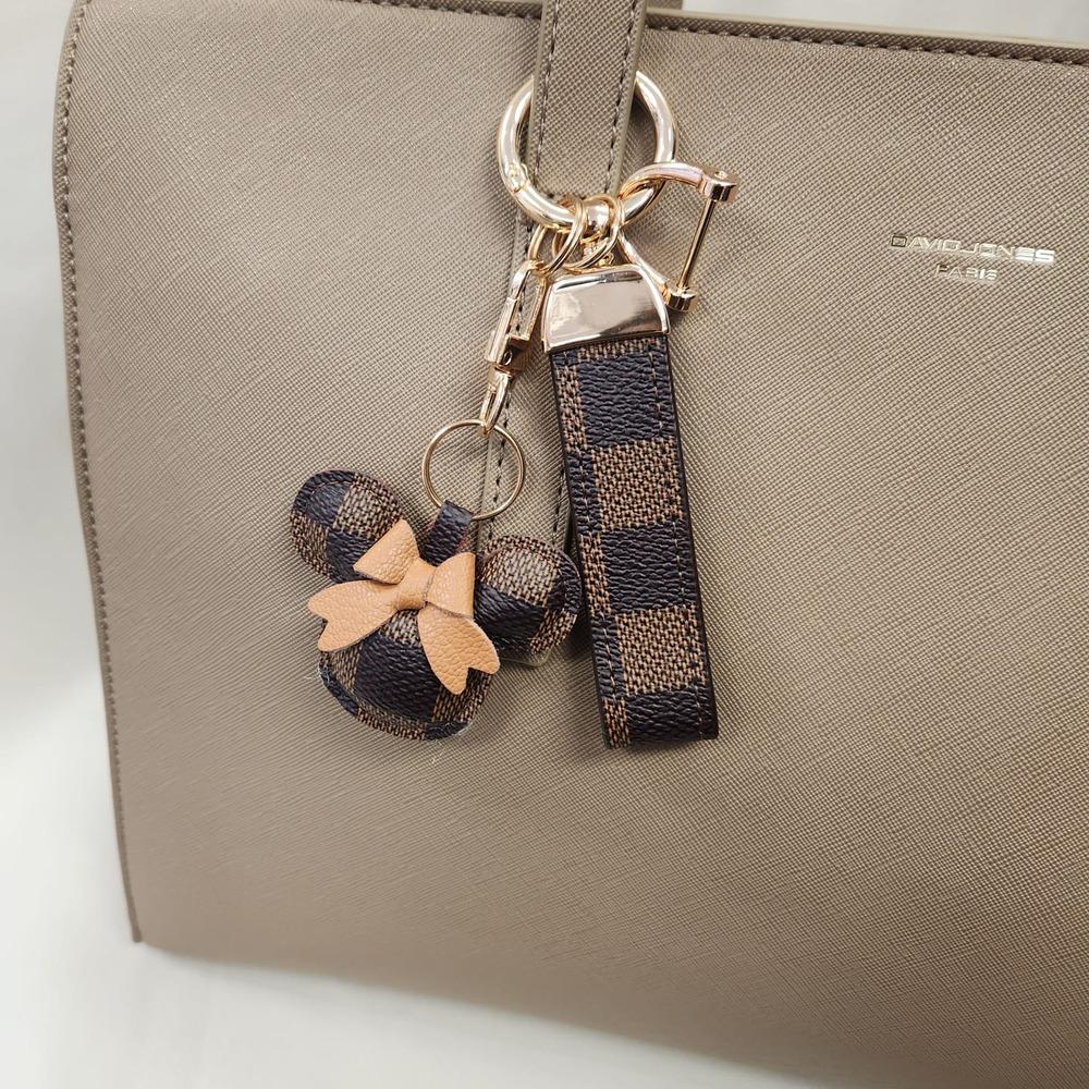 Alternative view of Checkered pattern purse charm with key ring