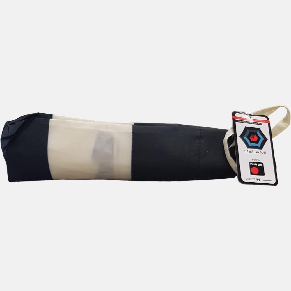 Striking black & white striped umbrella when packed