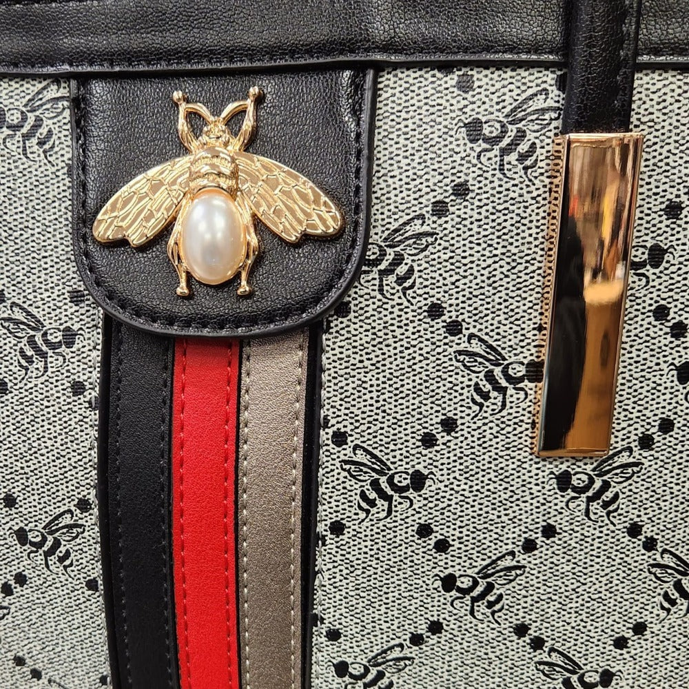 Closer look at the bee inspired background print