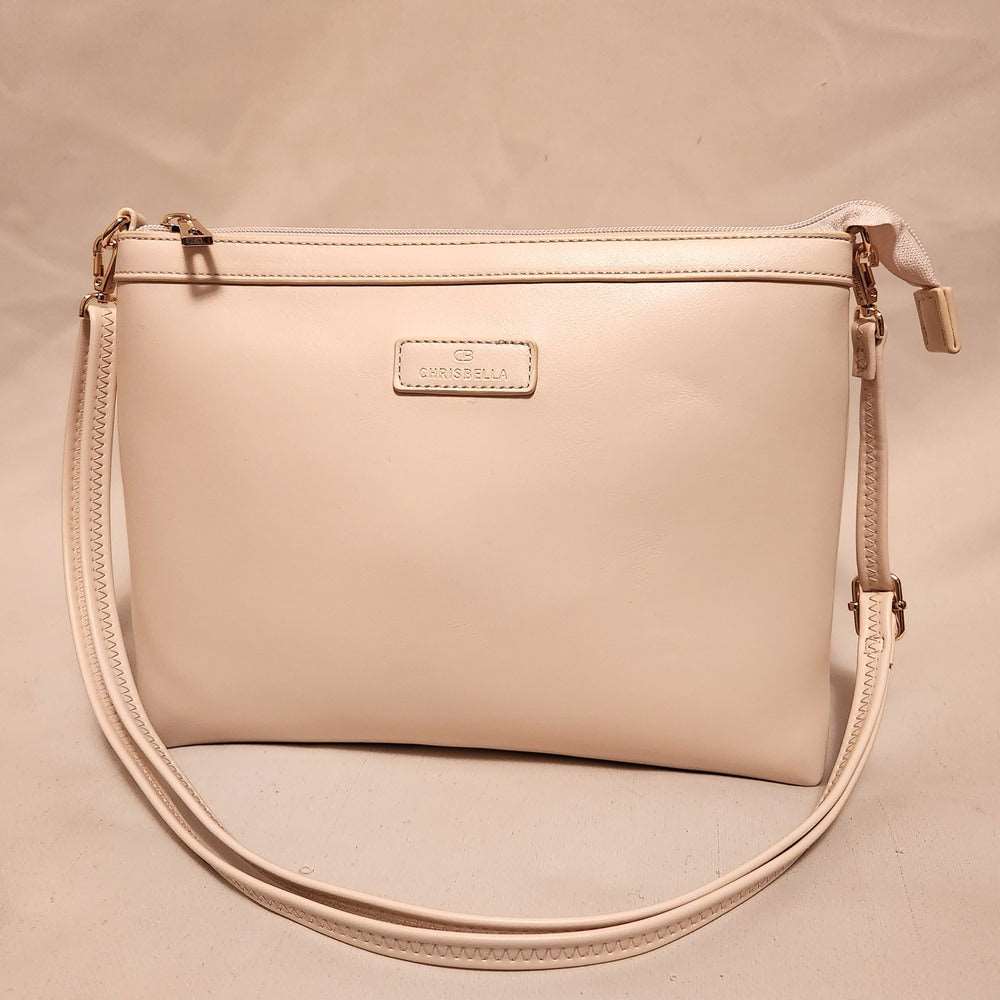 Cream side bag with adjustable shoulder strap