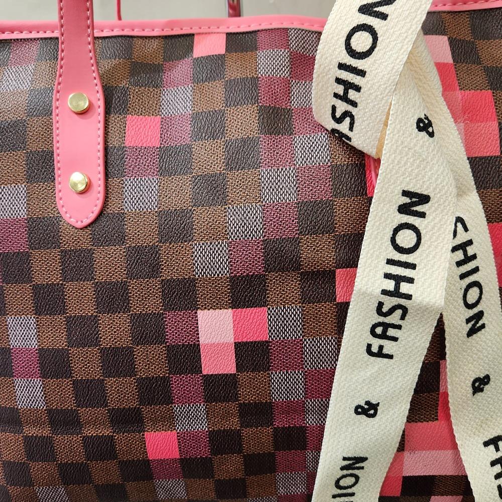 Multicolored checkered print handbag