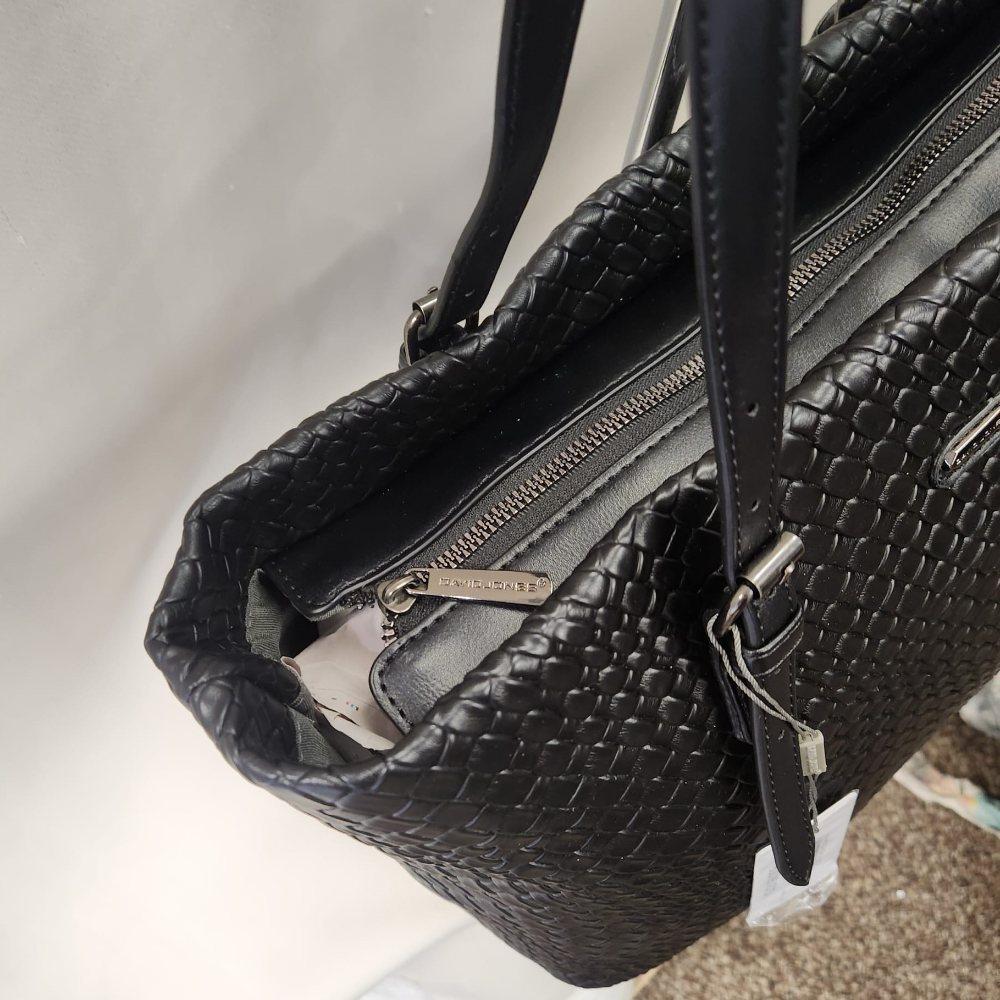 View of the metallic grey hardware