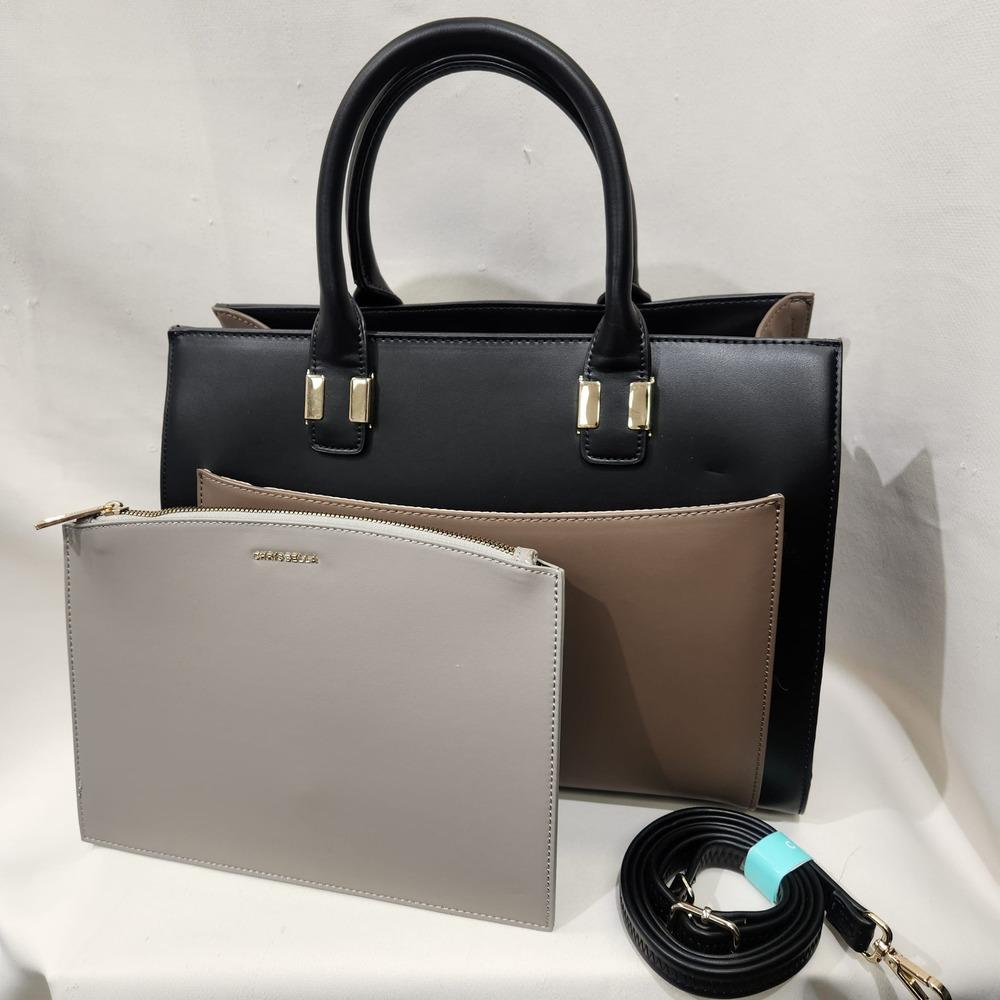 Alternative view of Black handbag with grey color slip in pouch