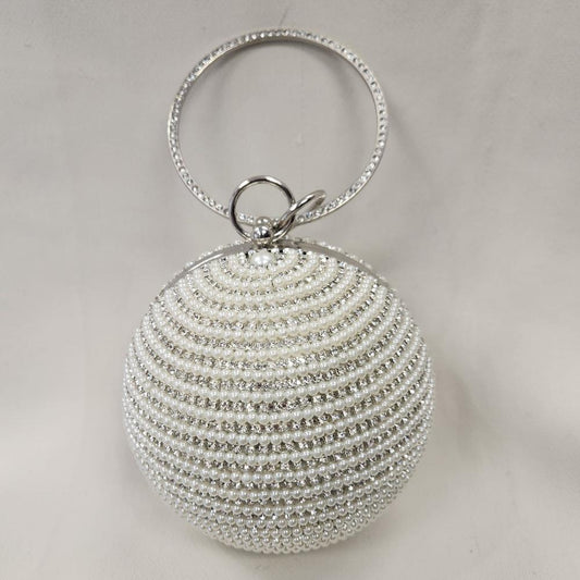 Globe shaped party purse with pearls and stones