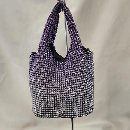 Variegated tone stone studded part purse