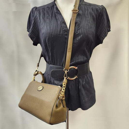 Army green side bag with two straps