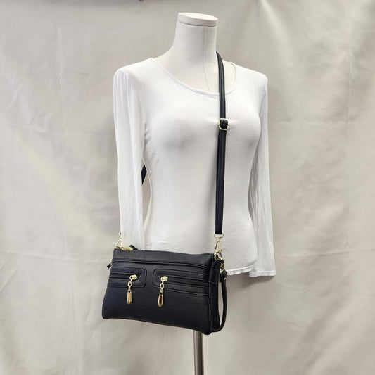 Black side bag with multiple pockets 