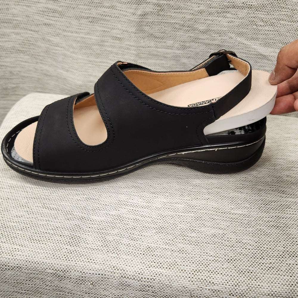 Removable sole of black orthopedic sandal