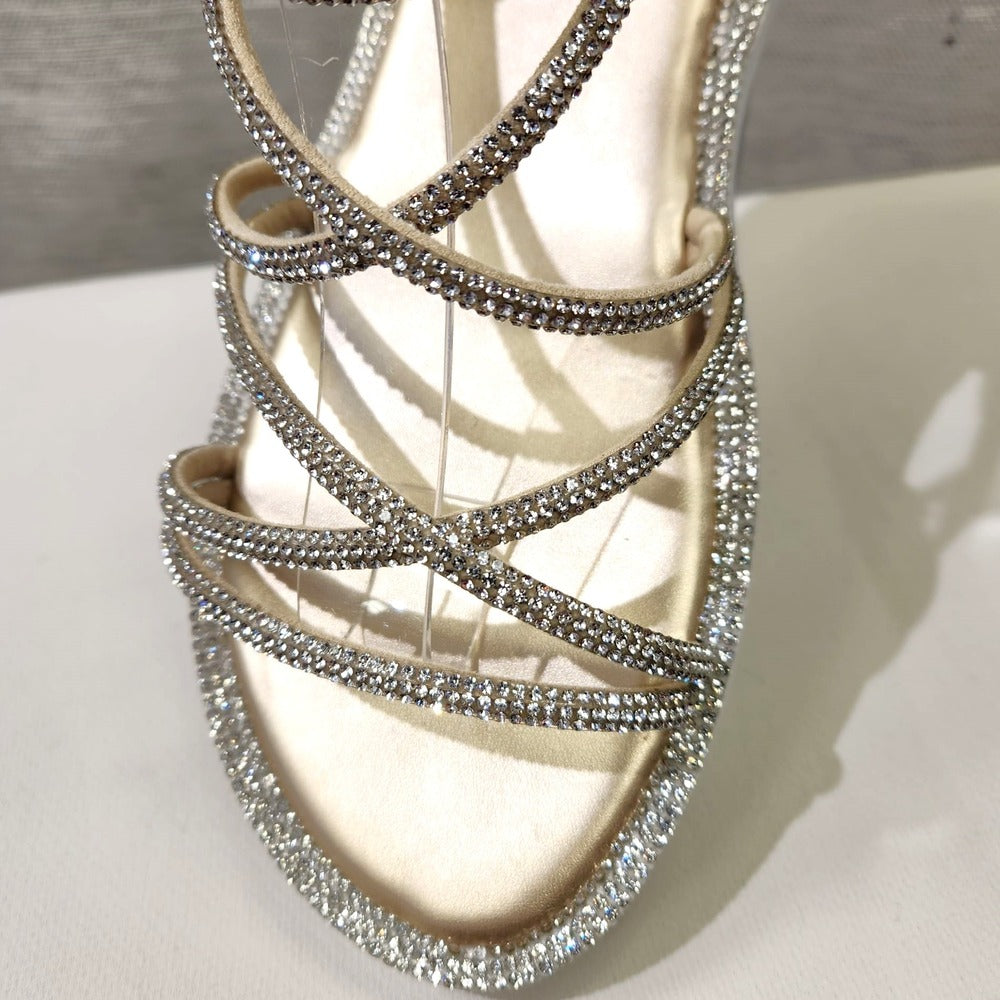 Detailed view of the stone studded straps
