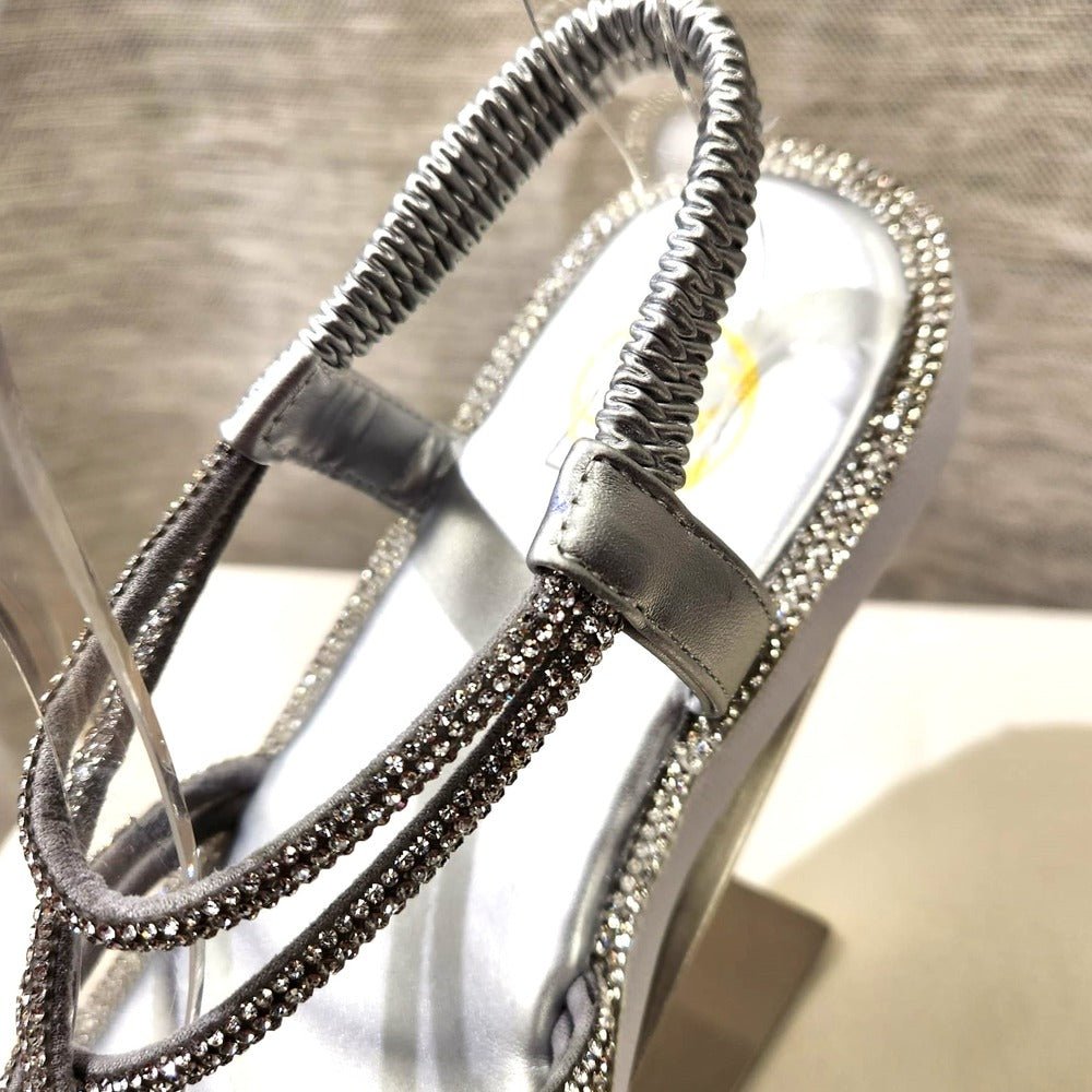 Sling back of silver stone studded summer sandals