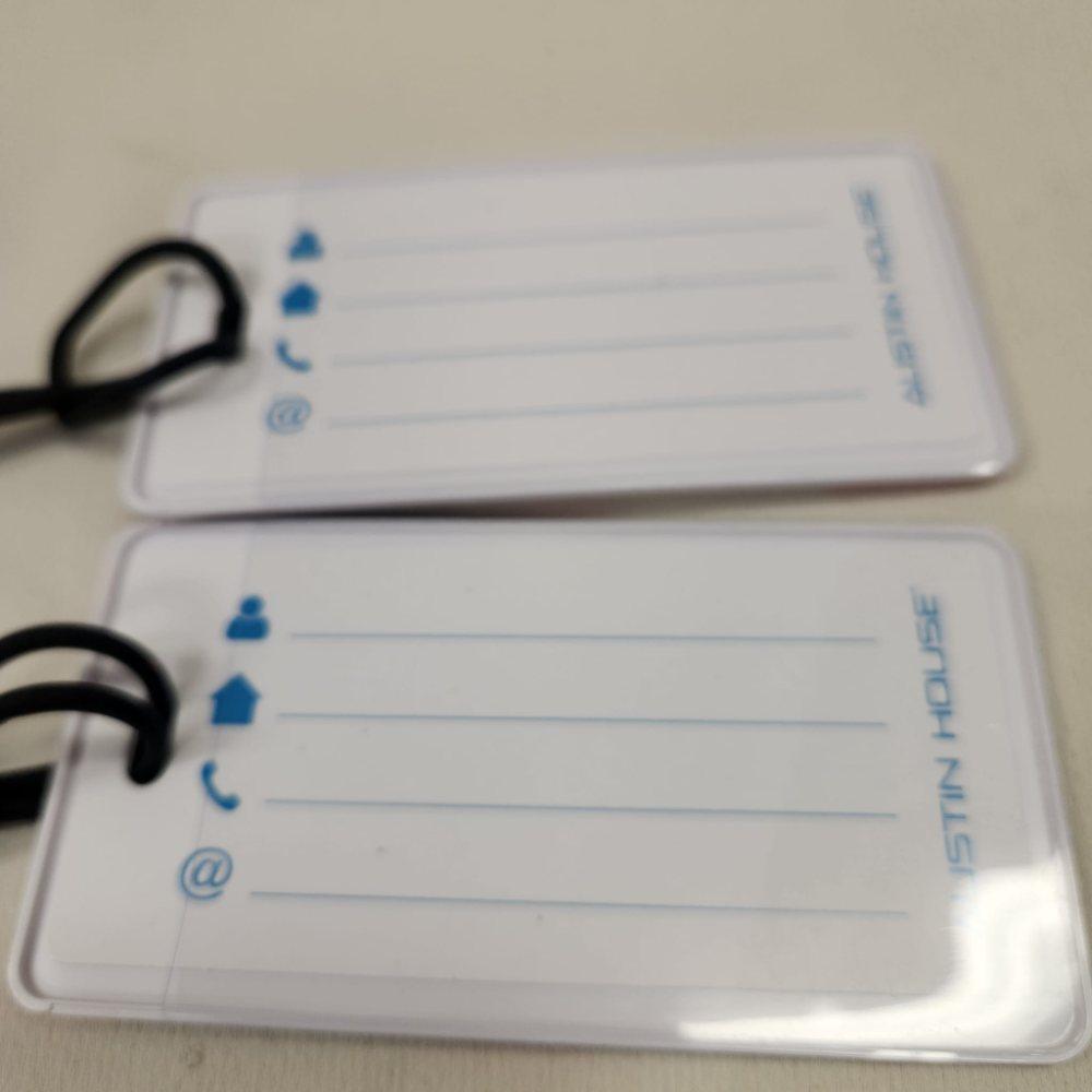 Rear view of Luggage tag set with Canadian flag imprint