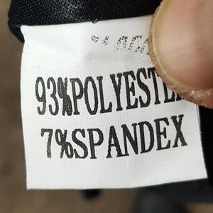 Material specifications of black flared cut self print skirt