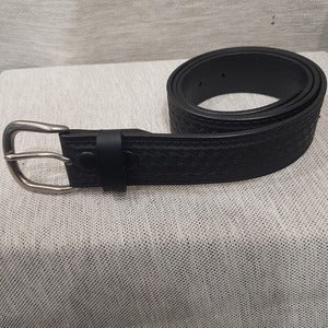  All leather belt for men with basket weave pattern