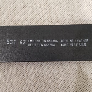 Reverse side view of basket weave leather bellt