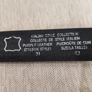 Reverse side view of Split leather belt for men with geometric pattern