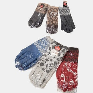 Warm winter patterned gloves with lining