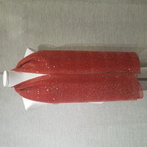 Glittery red crinkled scarf