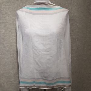 Closer view of light grey self print scarf